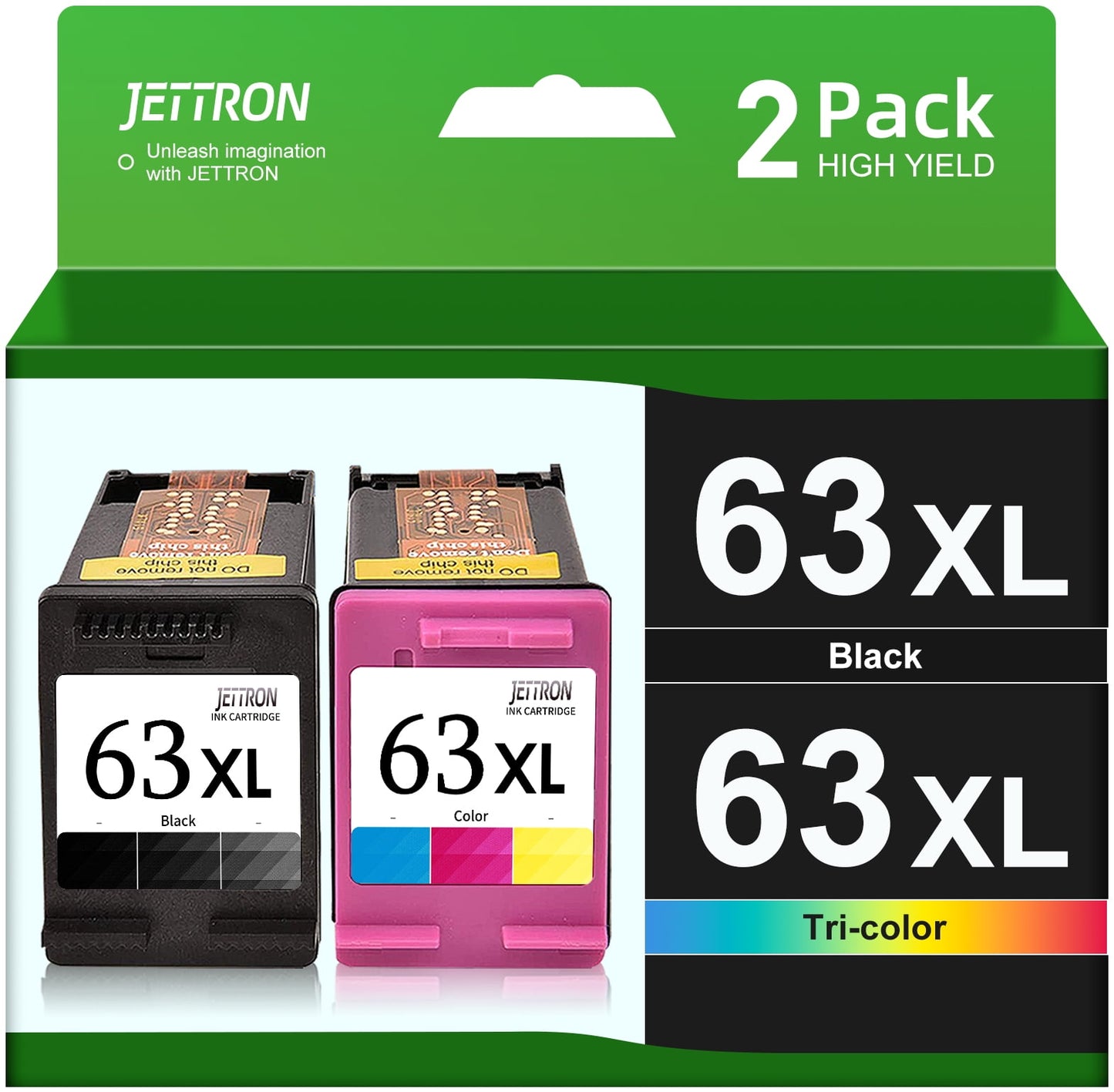 63XL Black Ink for HP 63 63 XL Black Ink Cartridge for HP Officejet 3830 4650 Envy 4520 4516 4512 Deskjet 1112 3630 3634 (2 Black)