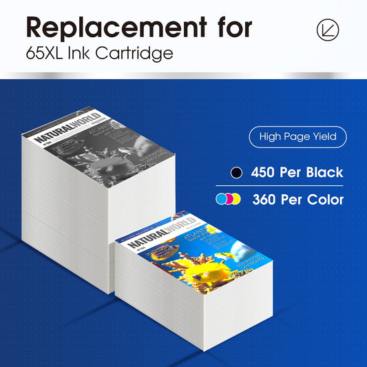 65XL Ink Cartridges Compatible for HP 65 65xl Ink Cartridges for Envy 5055 5052 5058 Deskjet 3755 3772 3722 (Black, Tri-Color)