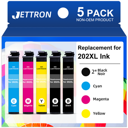 202 XL Ink Cartridge Compatible for Epson 202 202XL T202 Ink Cartridgefor Workforce WF-2860 Expression Home XP-5100 All-in-one Printer(5-Pack)