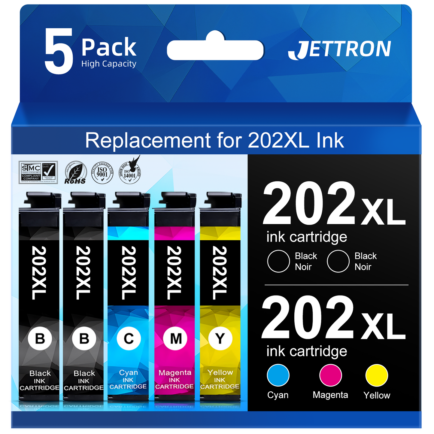 202 XL Ink Cartridge for Epson 202 202XL T202 Ink Cartridgefor Workforce WF-2860 Expression Home XP-5100 All-in-one Printer(5-Pack)