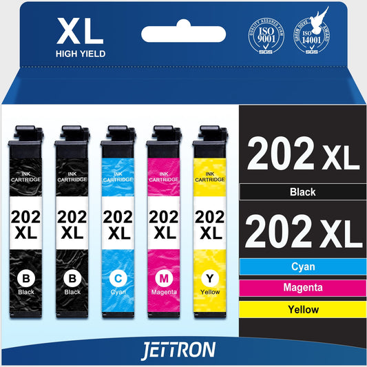 202XL Ink Cartridges for Epson 202 202XL T202XL Ink Cartridges for Epson WorkForce WF-2860 Expression Home XP-5100 All-in-One(5-Pack)