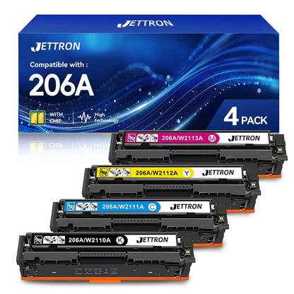 206A Toner Compatible for HP 206A Toner Cartridge (With Chip) for HP 206X W2110A W2110X Color Laserjet Pro MFP M283fdw M283cdw M255dw Printer (4 Pack)
