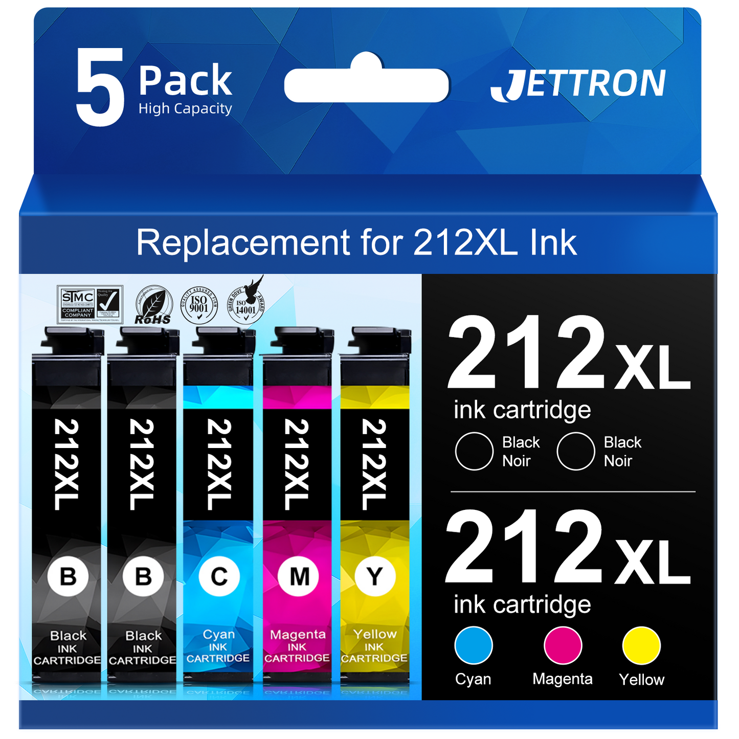 212XL Ink Cartridge for Epson 212 Ink for Epson 212 212xl t212 ink cartridges for Epson Expression Home XP-4100 XP-4105 Workforce WF-2850 WF-2830 Printer ( 5-Pack)