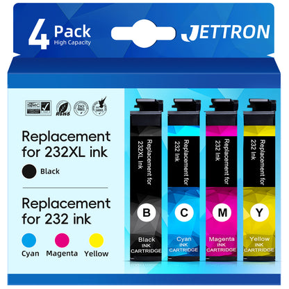 232XL Ink Cartridges for Epson 232 Ink Cartridges for Epson Workforce WF-2930 WF-2950 Expression XP-4205 XP-4200 Printer (Black,Cyan,Magenta,Yellow)
