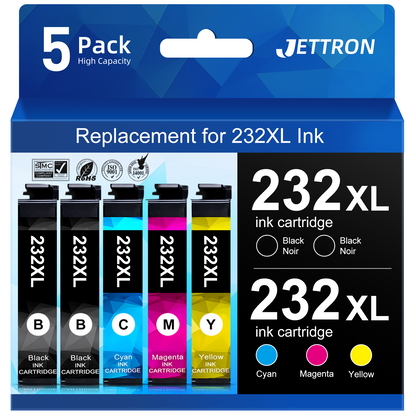 232XL Ink Cartridges for Epson 232 Ink Cartridges for Epson Workforce WF-2930 WF-2950 Expression XP-4205 XP-4200 Printer (5-Pack)