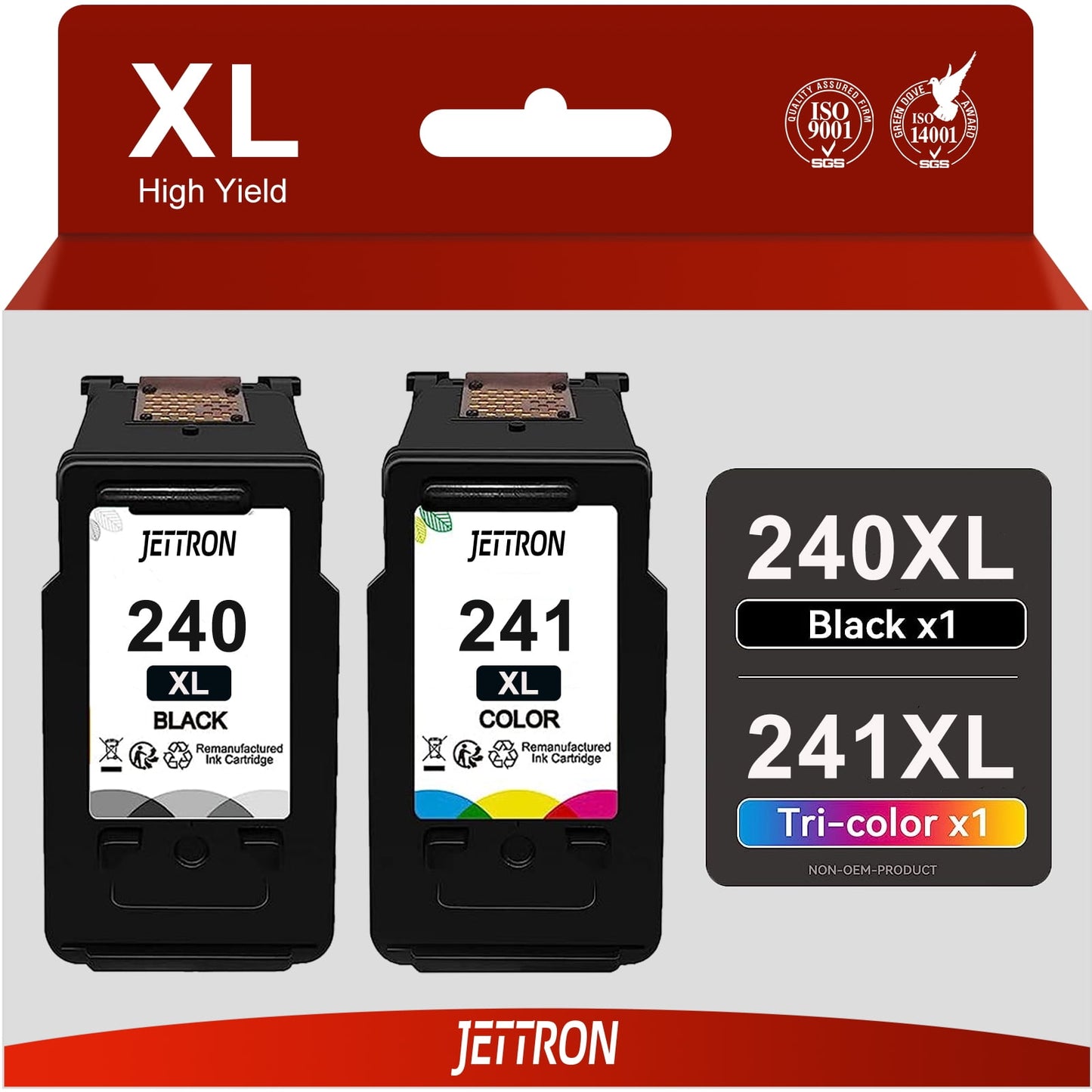 240XL Ink Cartridges for Canon Ink 240 and 241 PG-240XL CL-241XL for Canon Pixma MG3620 MG3520 MG3220 MG2220 MX472 MX452 MX512(1 Black, 1 Tri-Color)