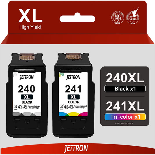 240XL Ink Cartridges for Canon Ink 240 and 241 PG-240XL CL-241XL for Canon Pixma MG3620 MG3520 MG3220 MG2220 MX472 MX452 MX512(1 Black, 1 Tri-Color)