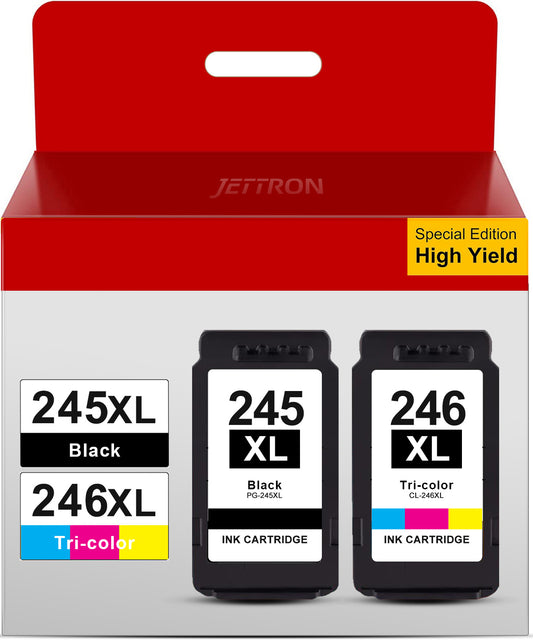 245XL 246XL Ink Cartridges for Canon Ink 245 and 246 PG-245XL CL-246XL 243 244 XL PG-243 CL-244 for Canon Pixma MG2522 TS3122 MX492 MX490 MG3022 MG2922 MG2520 Printer(1 Black, 1 Tri-Color)