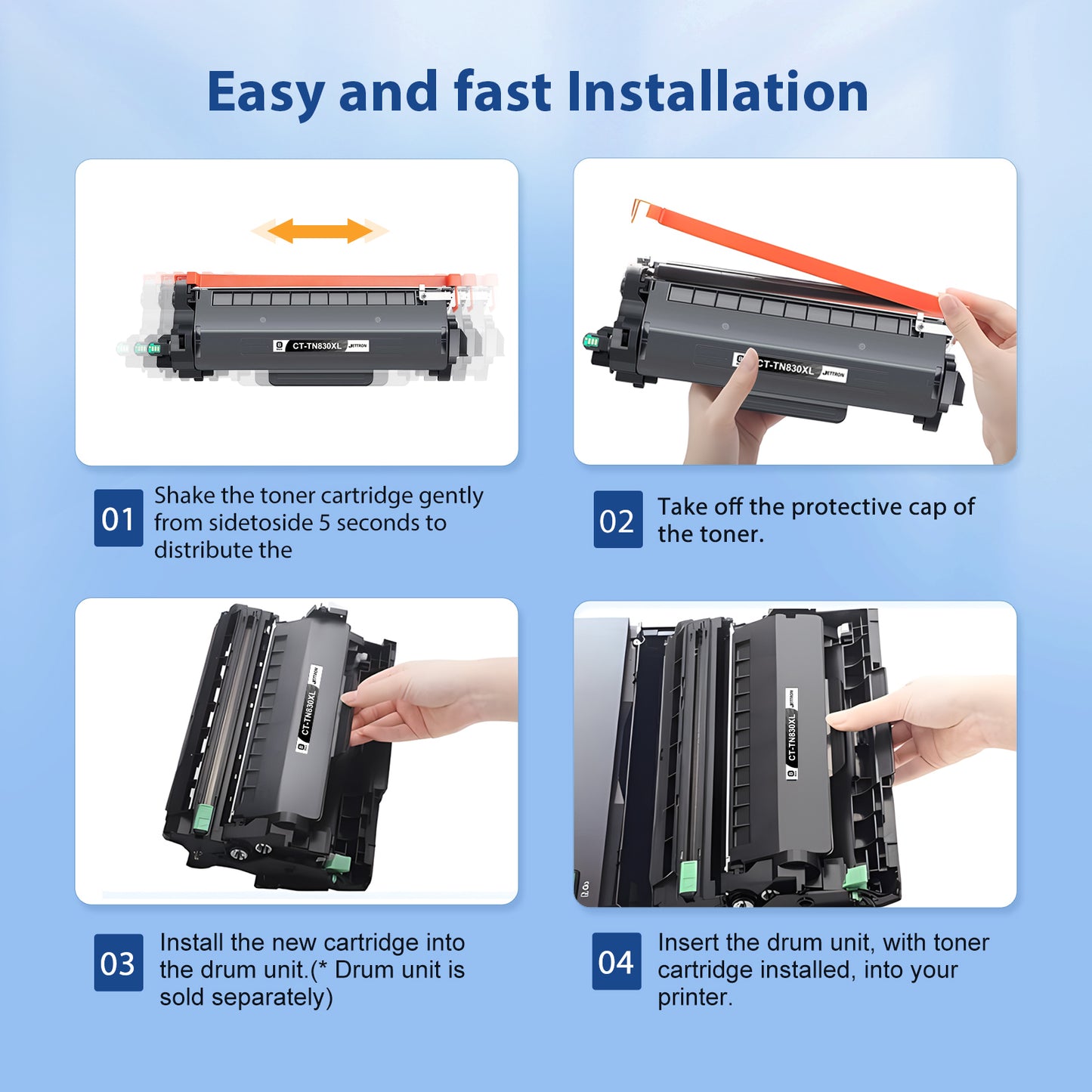 830XL Toner Cartridges Compatible for 830XL Brother Toner Cartridge Work for Brother HL-L2460DW DCP-L2640DW HL-L2405W MFC-L2820DW HL-L2480DW HL-L2400D Printer (4 Black)