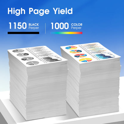 702 XL Ink Cartridge for Epson 702  T702 Ink for Epson Workforce Pro WF-3733 WF-3730 WF-3720 Printer (Black,Cyan,Magenta,Yellow)