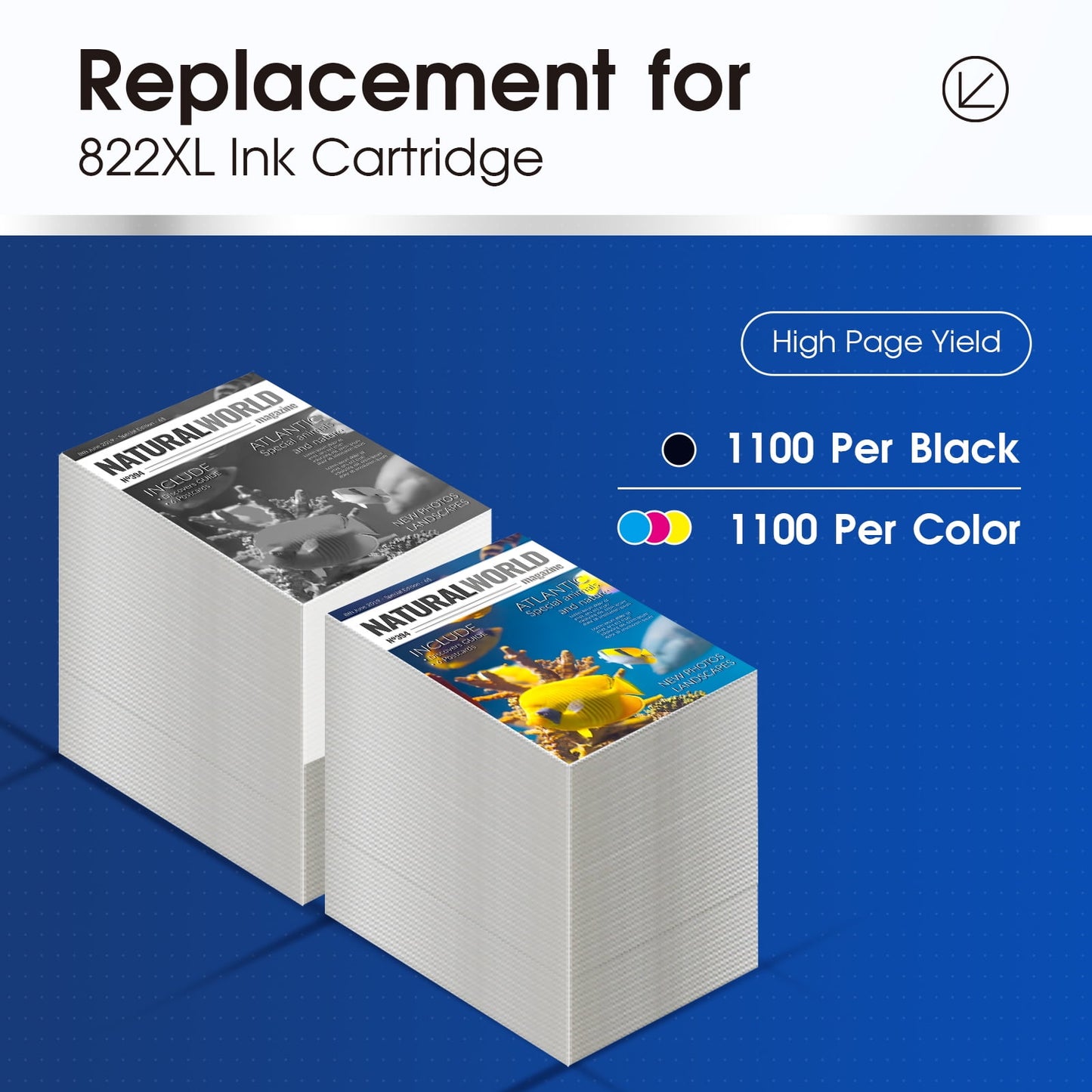 822XL Black Ink Cartridge for Epson 822 822XL T822 Black Ink cartridge for Workforce Pro WF-3820 WF-3823 WF-4820 WF-4830 WF-4833 WF-4834 Printer(2-Black)
