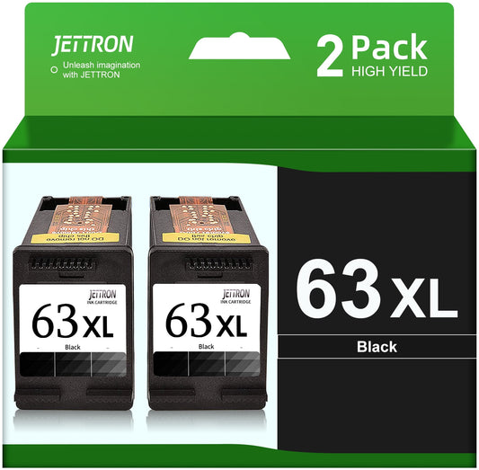 63XL Black Ink for HP 63 63 XL Black Ink Cartridge for HP Officejet 3830 4650 Envy 4520 4516 4512 Deskjet 1112 3630 3634 (2 Black)