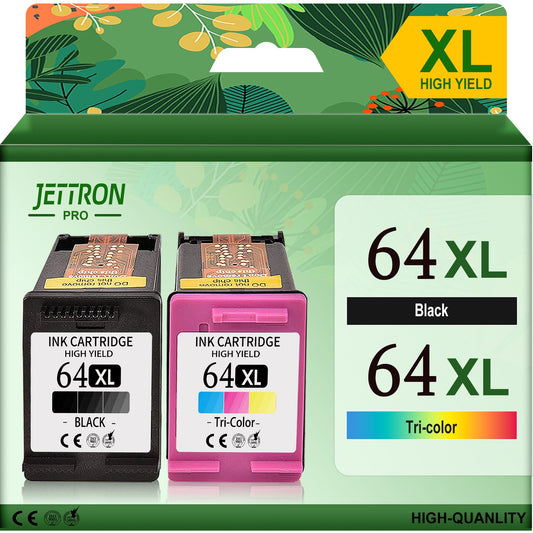 64XL Ink Cartridge for HP Ink 64 for HP 64 Ink Cartridge for HP Envy Photo 7858 7855 7155 6255 6252 7120 6232 7158 7164 Printer (1 Black, 1 Tri-Color)