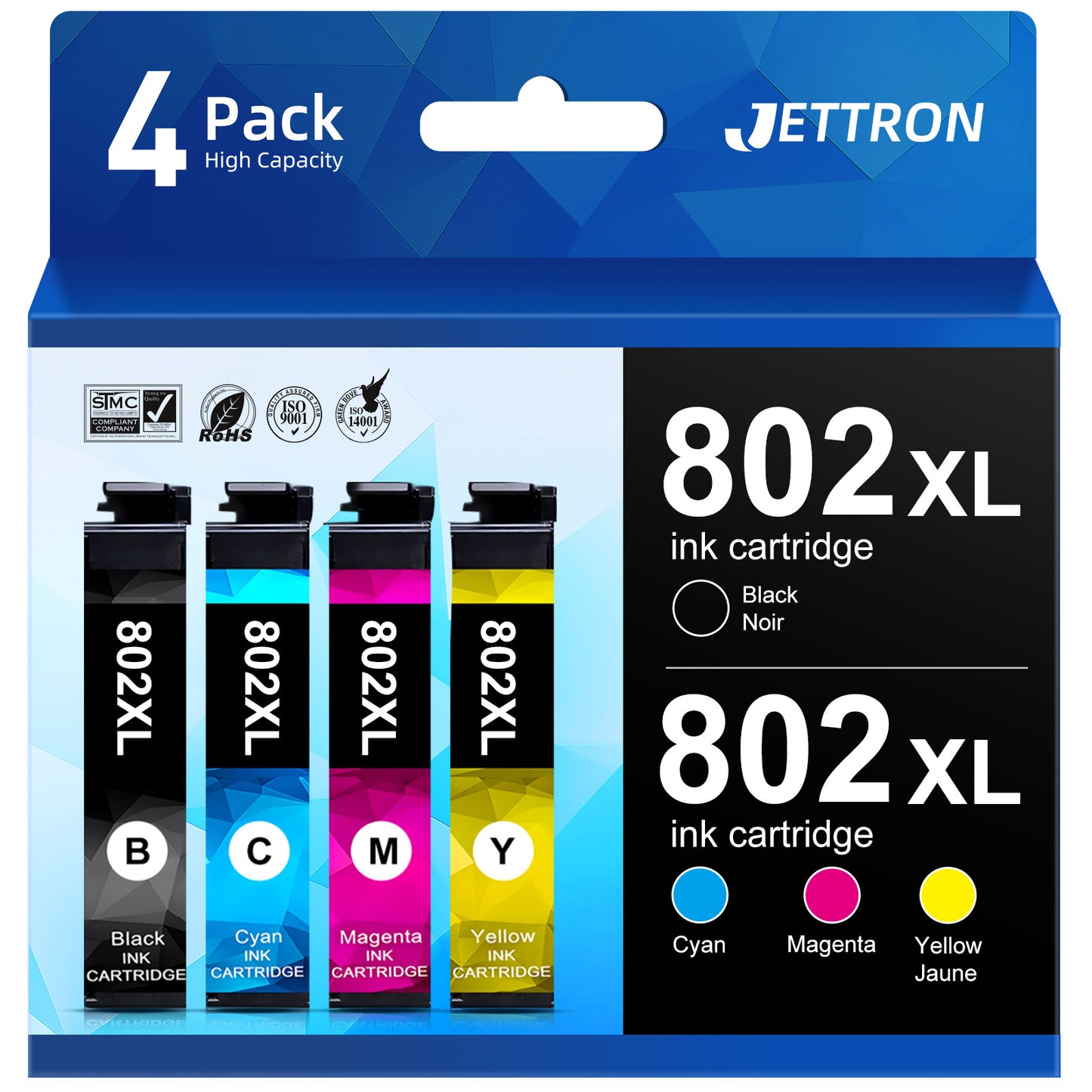 802 XL Ink Cartridge for Epson 802XL Ink for Workforce Pro WF-4734 WF-4740 WF-4730 Printer (4 Pack)