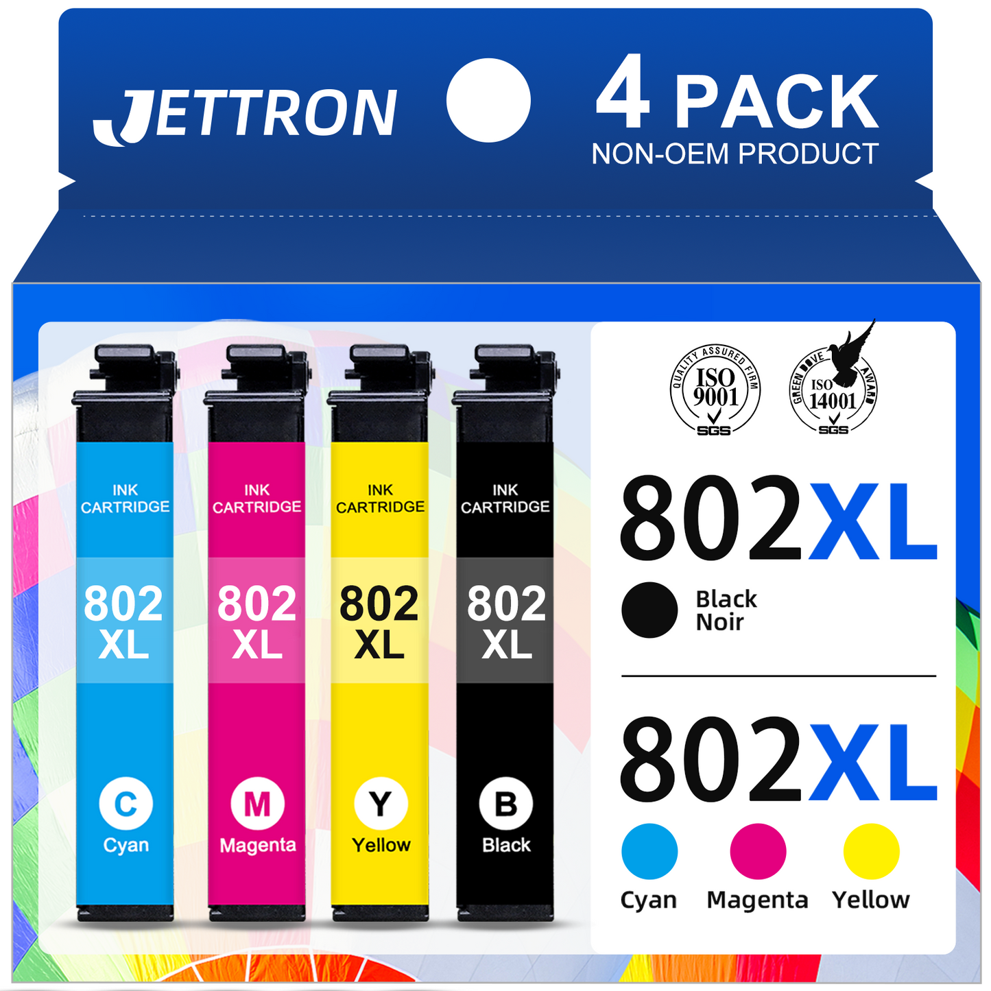 802 XL Ink Cartridge for Epson 802XL Ink for Workforce Pro WF-4734 WF-4740 WF-4730 Printer (4 Pack)