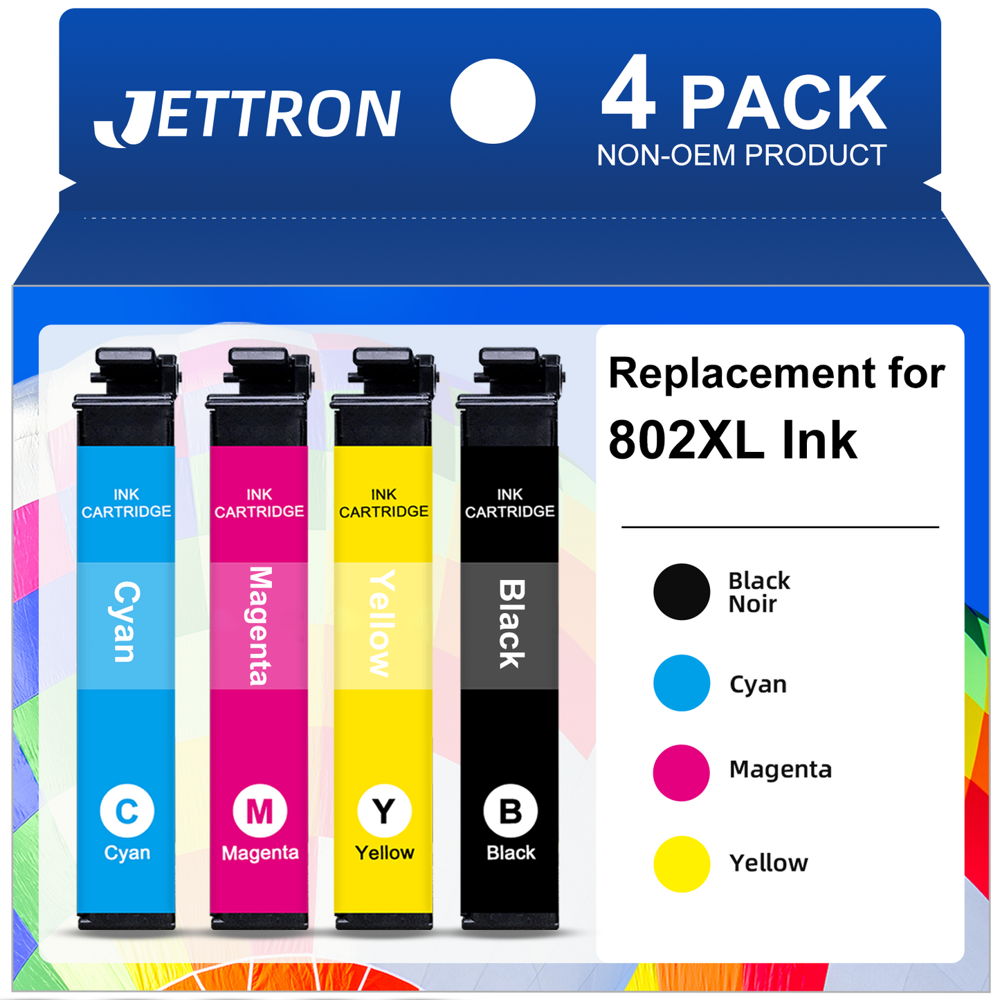 802 XL Ink Cartridge for Epson 802XL Ink for Workforce Pro WF-4734 WF-4740 WF-4730 Printer (4 Pack)