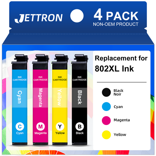 802 XL Ink Cartridge for Epson 802XL Ink for Workforce Pro WF-4734 WF-4740 WF-4730 Printer (4 Pack)