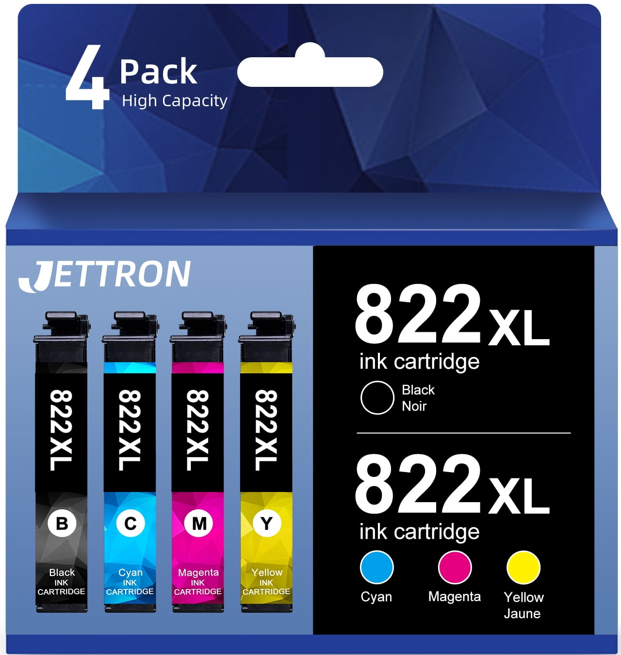 822XL 822 Ink Cartridge for Epson Workforce Pro WF-3820 WF-3823 WF-4820 WF-4830 WF-4833 WF-4834 Printer (Black Cyan Magenta Yellow, 4-Pack)