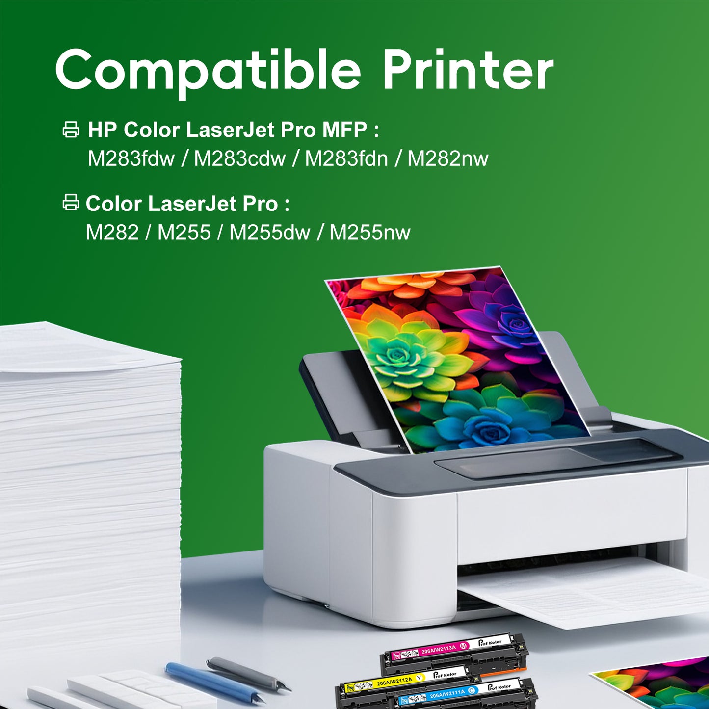 206A Toner Compatible for HP 206A Toner Cartridge (With Chip) for HP 206X W2110A W2110X Color Laserjet Pro MFP M283fdw M283cdw M255dw Printer (4 Pack)