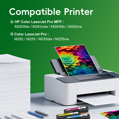 206A Toner Compatible for HP 206A Toner Cartridge (With Chip) for HP 206X W2110A W2110X Color Laserjet Pro MFP M283fdw M283cdw M255dw Printer (4 Pack)