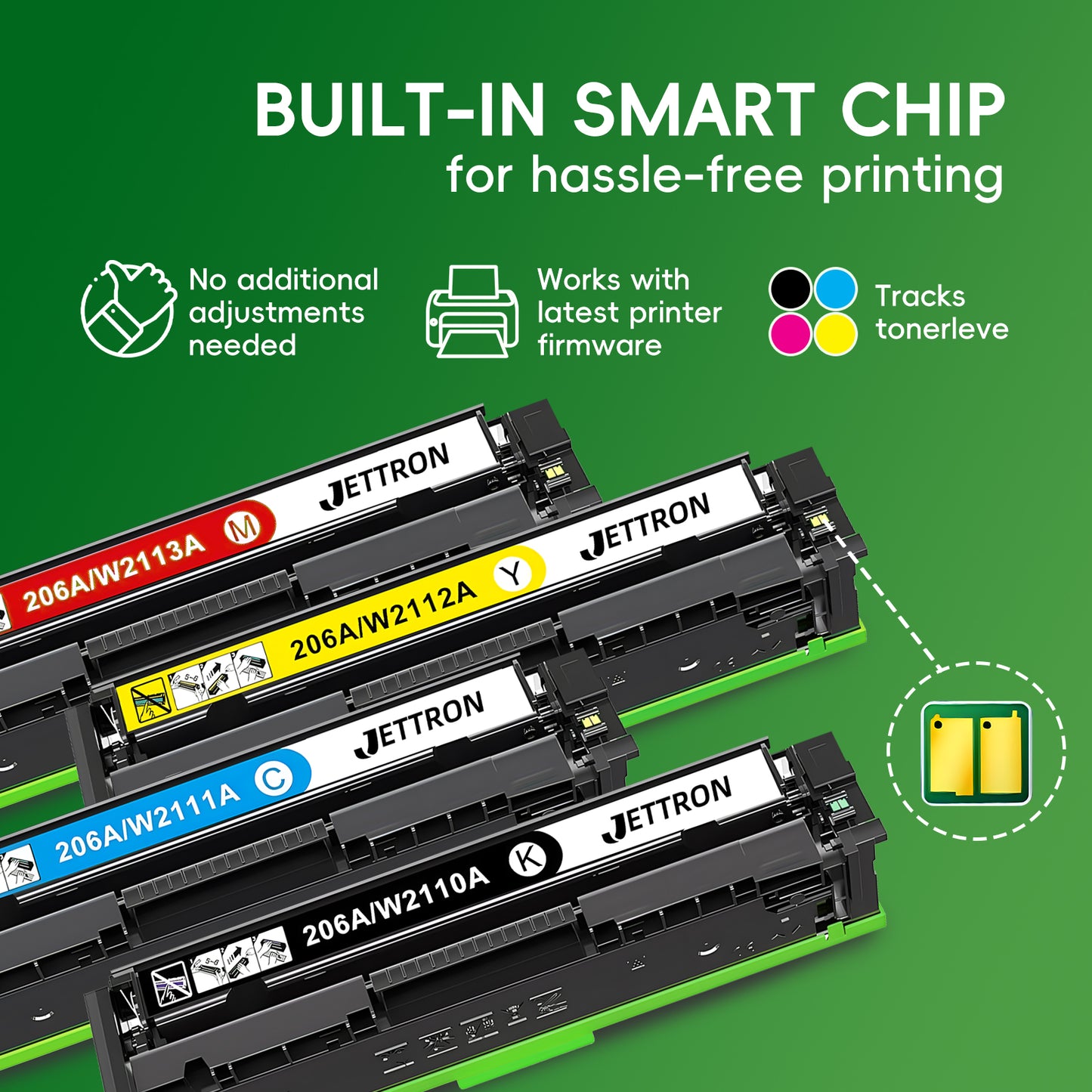 206A Toner Compatible for HP 206A Toner Cartridge (With Chip) for HP 206X W2110A W2110X Color Laserjet Pro MFP M283fdw M283cdw M255dw Printer (4 Pack)